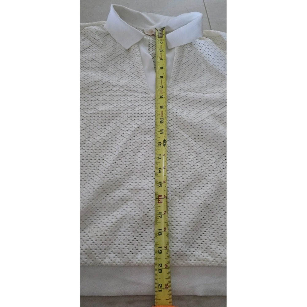 Tory Burch 70s Retro-Sporty Preppy Quiet Luxury Old Money Eyelet Preppy Top SZ L - Picture 8 of 12